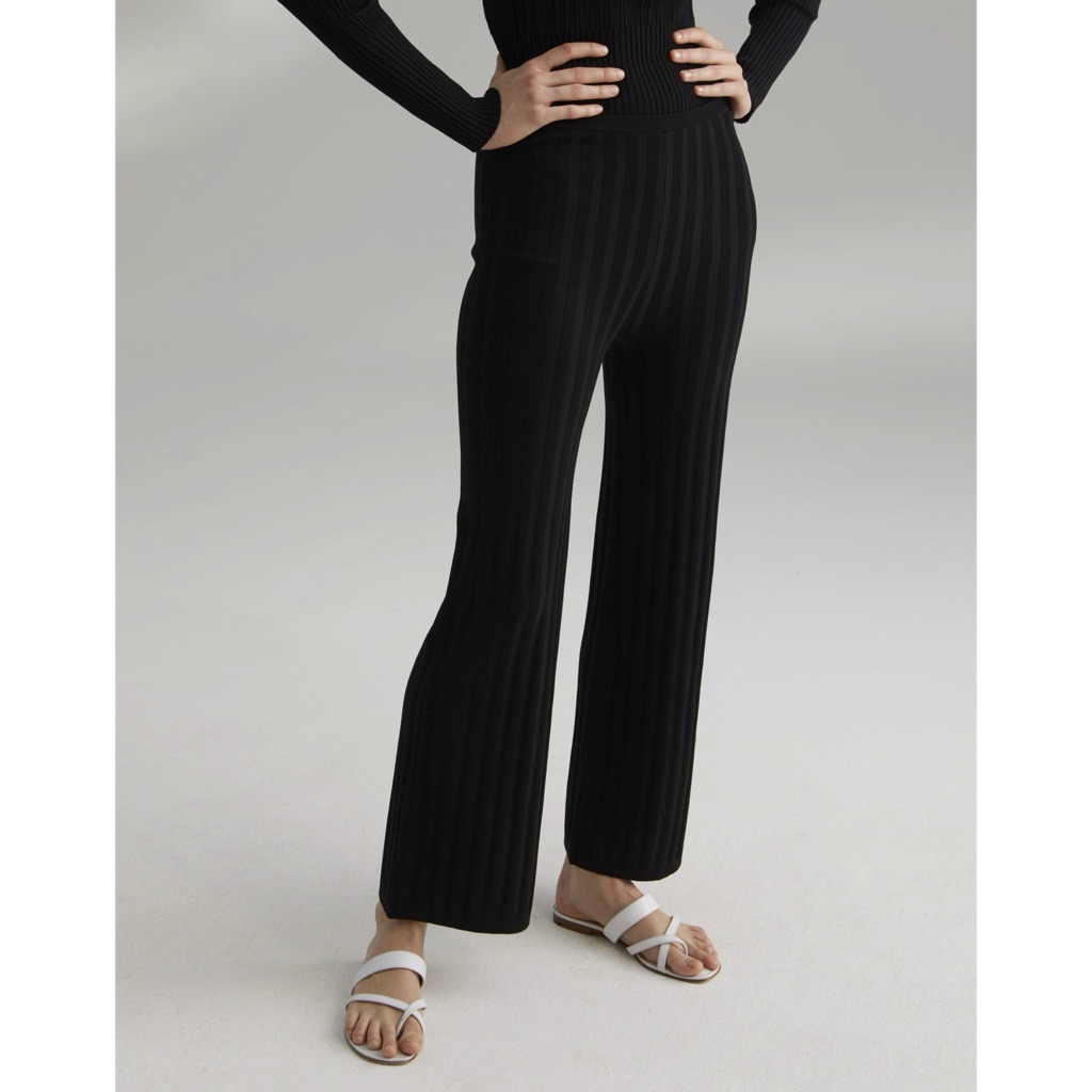 Toteme Cour Pant Ribbed Knit Trouser Black